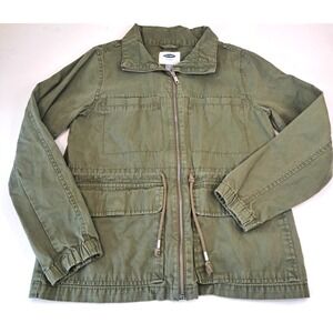 Old Navy Field Jacket Women's M Green‎ Funnel Neck Safari Military Utility Twill